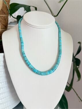 DK 925 Sterling Silver Turquoise Beaded Necklace